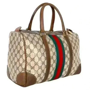 GUCCI Ophidia Top Handle VINTAGE GG Monogram Canvas Leather Tote Handbag Purse